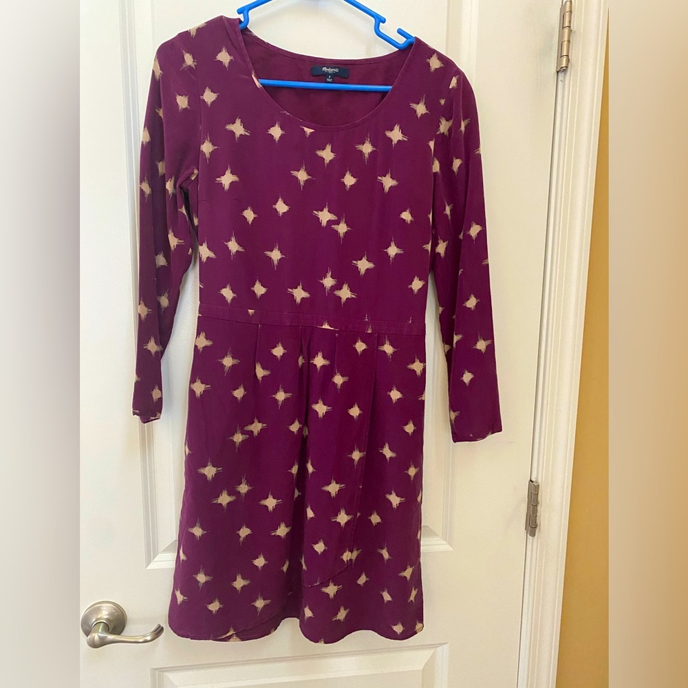 Madewell 100% silk wrap purple mini dress Size 4